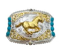 fomissky-sisa Horse Turquoise Western Belt Buckles for Women Men, Novelty Texas Cowgirl Belt Buckle Silver Gold Tone, Gold Horse, Average