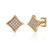 Fomissky Square Pave Cubic Zirconia Stud Earrings, Hypoallergenic White Gold Gold Plated Minimalist Earrings Dainty Earrings for Women Men