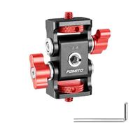 FOMITO Aluminum Alloy Dual Head 1/4 Screw Snail Gimbal DSLR Rabbit cage Monitor Bracket with Adjustable Damping Photography Expansion Accessories Red Color