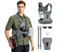 FOMITO Dual Camera Harness, Multi-Carrying Radio Chest Vest System with Side Holster for Canon, Nikon, Panasonic, Olympus and Sony A7R, A7S, A7II, A7RII, A58, A99, A6000 and A6300 DSLR