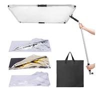 Fomito Portable Hand-held Scrim Flag 39x39 inch / 100x100cm Light Reflector Panel Kit with Assemblable Frame, Diffusion Gold & Black, Silver & White
