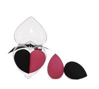 FOMIYES 1 Box Heart Shape Cosmetic Sponge Dual Purpose Wet and Dry Flocking Makeup Puff for Foundation Powder Concealer Soft Bouncy Beauty Egg Applicator in Reddish Black