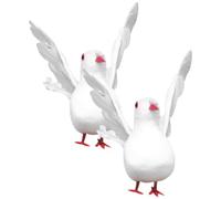 FOMIYES 1 Pair Artificial Pigeon Figurines with Spread Wings, Lifelike Small Dove Decor for Garden Lawn and Wedding, Realistic Micro Bird Statue Home Decoration