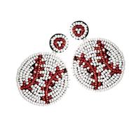 FOMIYES 1 Pair Beaded Baseball Earrings for Women Dangle Design with Baseball Pattern Sports Jewelry for Game Day Parties Handmade Bohemian Style Accessory to Show Team Spirit