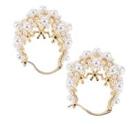 FOMIYES 1 Pair Dainty Pearl Hoop Earrings Vintage French Hollow Design with Cluster Faux Pearl Beads Elegant Jewelry for Tea Parties and Special Occasions