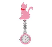 FOMIYES 1 PC Cute Cat Quartz Nurse Clip Pocket Watch Portable Fob Watch for Nurses Doctors Stylish Design with Safety Clip Accurate Timing Pink Color