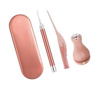 FOMIYES 1 Set Professional Stainless Steel Nail Clipper Set Grooming Kit with Nail Trimmer File and Tweezers Rose Gold Durable and Ergonomic Design