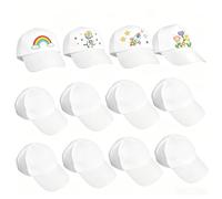 FOMIYES 10 Pcs Blank Kids Baseball Cap, White Plain Cotton Hats with Pen, DIY Football Fan Soccer Match Support, Art for Beach Party Travel 52-55 CM Depth 12 CM White
