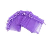 FOMIYES 100PCS Dark Purple Organza Drawstring Gift Bags Breathable Mesh Pouches for Wedding Party Favor Jewelry Packaging