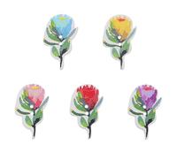 FOMIYES 100pcs Painted Rose Wood Buttons 28x30mm 2-Hole Flower Design DIY Craft Sewing Buttons for Embellishments and Aesthetic Decor