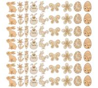 FOMIYES 100pcs Unfinished Wooden Easter Craft Slices with Bunny, Egg, Chick, Flower, and Butterfly Shapes, DIY Painting Decorations for ’ Holiday Art Projects Random Style