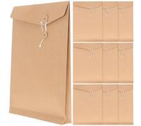 FOMIYES 10pcs A4 Kraft Paper File Envelopes with String Closure, 200g Paper Document Organizer Bags for Office Filing and School Paperwork Storage