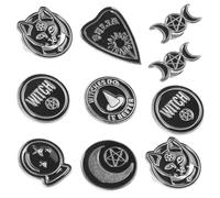 FOMIYES 10pcs Alloy Brooch Pins Vintage Punk Witch Hat Badge Set Dark Style Coffin and Spellbook Elements Clothes Accessories for Halloween and DIY Decor Random Style