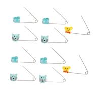 FOMIYES 10pcs Baby Safety Pins with Locking Closures Cartoon U-Shaped Pins Abs Material Not Easy to Rust for Clothes and Diapers Use Random Color