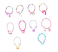 FOMIYES 10Pcs Bead String Bracelets for Mixed Color Cartoon Unicorn Rainbow Ice Cream Pendants and Safe Wrist Chains