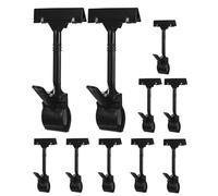 FOMIYES 10pcs Black Plastic Rotatable Sign Clip Holders with Clamp for Shelf Label Display, Adjustable Merchandise Price Tag Holders for Retail and Supermarket Use
