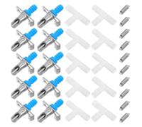 FOMIYES 10pcs Metal Rabbit Waterer with Double Spring Nipple, Automatic Bunny Water Drinking Device for Indoor Rabbit Cages, Includes White Three-way Connector for Small Animal Watering