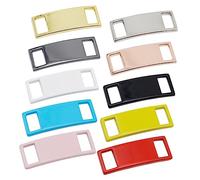 FOMIYES 10Pcs Metal Square Shoelace Buckles Slip Shoelace Charms for Sneakers Boots Casual Shoes Durable Metal Crafting Accessories in Colors Including Gold Silver Black