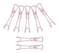 FOMIYES 10pcs Multi-Color Hanging Clip Hooks Set, Stainless Steel Metal Spring Clips for Kitchen Cabinet, Bathroom Storage, Office Desk Organization, Pink
