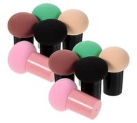 FOMIYES 10Pcs Mushroom Makeup Sponge Puff Wet Dry Applicators for Foundation Blush and Concealer Design for Professionals Beginners Includes Green Pink Black Colors