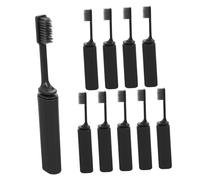 FOMIYES 10Pcs Portable Folding Toothbrushes with Dustproof Soft Bristles Compact Travel Toothbrush for Camping Business Trips and Hiking in Sleek Gray