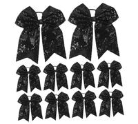 FOMIYES 10pcs Sequin Cheer Bows Hair Holders Black Cheerleading Hair for Women Teens Sparkling Stage Performance Accessories