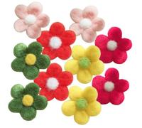 FOMIYES 10pcs Wool Felt Flower Charms DIY Hairpin Accessories for Crafting Multi Color Felt Decorations for Jewelry Phone Covers Clothing and Headdress Embellishments