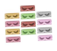 FOMIYES 12 Pairs Natural False Eyelashes Dense Curled Makeup Fake Lashes for Party Daily Use Easy to Apply Lightweight Extension with Mixed Yellow Green Purple Red Silver Pink Colors