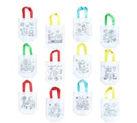 FOMIYES 12 Pcs DIY Foldable Nonwoven Graffiti Bags, Portable Art Craft Storage Pouches with Random Patterns, Reusable Shopping Tote Suitable for Outdoor Walking and Random Style