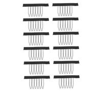 FOMIYES 12pc Wig Net Clip Teeth Stainless Steel Comb for Secure Lace Wigs Black Hair Accessories for Women Easy to Sew for Beauty Salons and Home Use