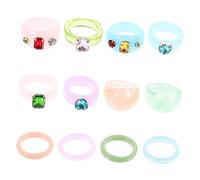 FOMIYES 12pcs Chunky Resin Rings Set for Women Acrylic Diamond Retro Jewelry Fashionable Statement Rings for Parties and Special Occasions