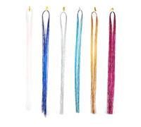 FOMIYES 12pcs Colorful Hair Tinsel Strands Glitter Braiding Hair Accessories for Party Cosplay Theatrical Use with Pearl Rose Red Blue Gold Silver Colors