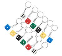 FOMIYES 12pcs Creative Resin Dice Keychains Assorted Rings for Father's Day Durable Key Holder Pendants with Unique Design for Everyday Use and Decoration