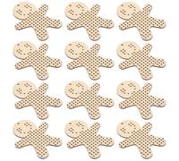 FOMIYES 12pcs Gingerbread Man Wooden Cross Stitch Blanks 10x8.3cm with Holes for DIY Christmas Tree Decoration Embroidery Mesh Grid Craft Tags