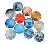 FOMIYES 12pcs Glass Planet Refrigerator Magnets Set, Crystal Cosmos round Fridge Magnet Stickers, Kitchen Decorative Magnetic Patch for Home and Office