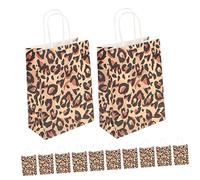 FOMIYES 12pcs Leopard Animal Print Paper Tote Bags with Handles Durable Party Favor Bags for Candy Treats Craft Storage Birthday Presents and Shopping Packaging