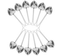 FOMIYES 12Pcs Metal Heart Shape Tea Strainers Stainless Steel with Practical Design for Brewing Loose Leaf Tea for Friends and Family