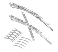 FOMIYES 12pcs Rhinestone Bridal Hair Clips Sparkling Crystal Hairpins for Women Secure Silver Side Hair Clips for Weddings Parties and Styling Accessories