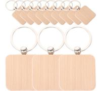 FOMIYES 12Pcs Wooden Keychain Blanks Bulk Set, Unfinished DIY Engraving Wood Key Rings for Crafting, Suitable for Personalized and Handmade Key Tags