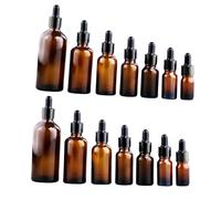 FOMIYES 14pcs Glass Dropper Bottle Essential Oil Bottle Liquid Dropper Dispenser for Cosmetic Sample Oil Medicinal Glass for Makeup Serum Brown for Aromatherapy