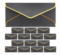 FOMIYES 15pcs Black V-Flap Envelopes with Gold Border, 8.66x4.3 Inch Cardstock Greeting Envelopes for Wedding Invitations, Business Letters, Office Mailing, Checks and Invoices