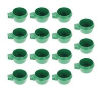 FOMIYES 15pcs Plastic Feeding Bowls Bird Cage Accessories Fixable to Cage Long-serving Life Green round Bowls for Bird