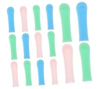 FOMIYES 15pcs Replaceable Soft Silicone Ear Wax Removal Sleeves Comfortable Visual Ear Spoon Covers for Adults and Compatible Picks Blue Green Pink