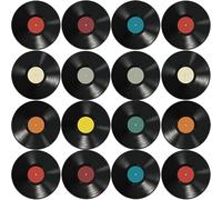 FOMIYES 16pcs Blank Vinyl Records Retro Record Wall Stickers Retro Aesthetic Records Signs Fake Vinyl Records Plain Record 1950s Rock and Roll Party Decorations