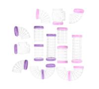 FOMIYES 16pcs DIY Hamster Tunnel Set with Pink and Purple External Tubes Plastic Hamster Cage Connectors for Small Animals Adventure Tube Kit Accessories