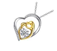 FOMIYES 1Pc Heart Zircon Mother Necklace Elegant Pendant for Mother's Day present Chic Clavicle Chain Golden Silver for Special Occasions and Daily Wear