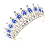FOMIYES 1Pc High End Crown Gorgeous Hair with Rhinestone Decoration Distinctive Water Elegant Headwear for Weddings Parties and Special Occasions Blue