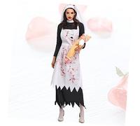 FOMIYES 1Pc Horrible Ghost Nun Costume for Halloween Scary Cosplay Outfit with Bloody Design for Masquerade and Stage Performance Halloween Party Prop