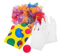 FOMIYES 1Set Clown Costume Set with Wig Bow Tie Gloves Nose Skin Friendly Accessories for Halloween Costume Parties Role Playing Fun