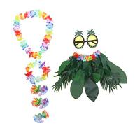 FOMIYES 1set Hawaii Leaf Skirt Costume Set Sunglasses Flower Necklaces Headband and Bracelets for Tropical Parties Beach Events and Luau Celebrations Accessory Kit